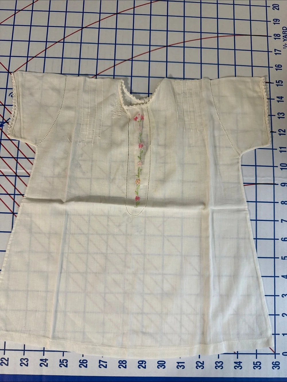 Antique 1920s Baby Shirt Hand Embroidered Batiste Heirloom Sewing Pintucks